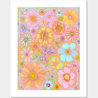 Pastel 70s Flower Power Posters and Art